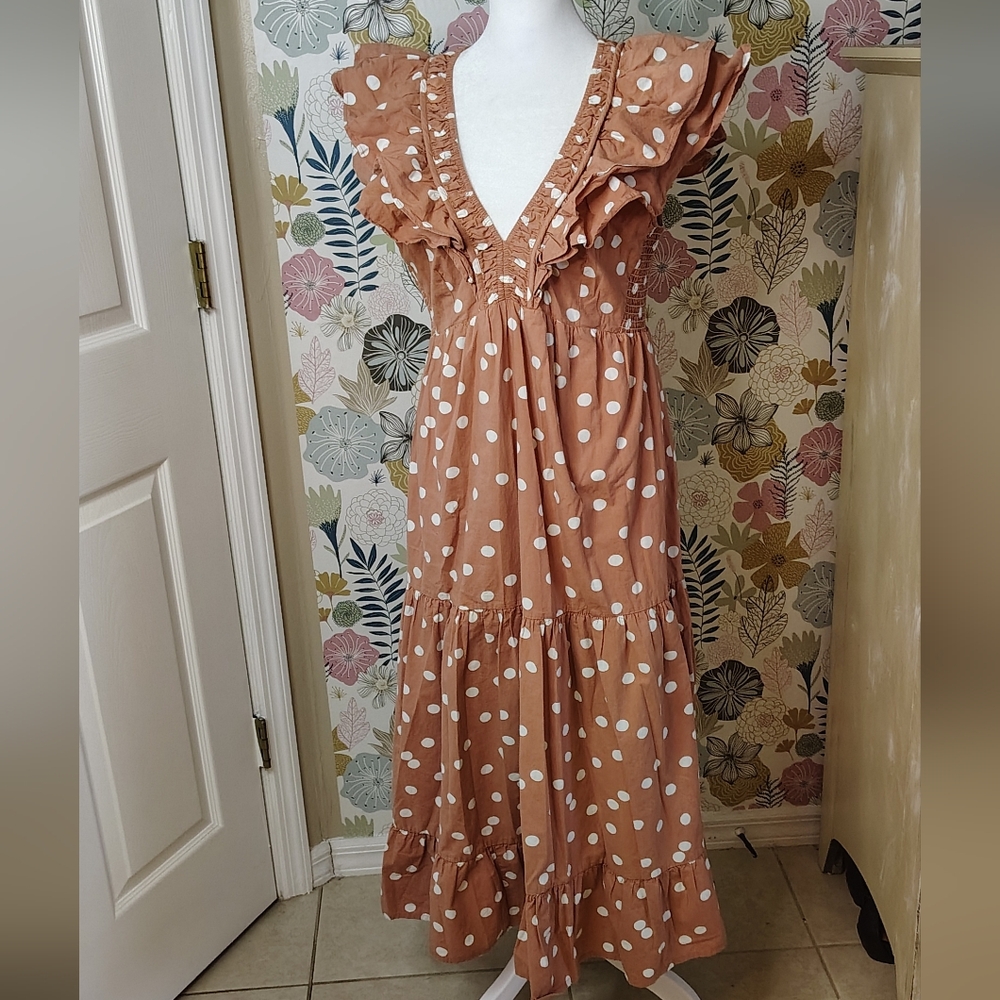 Roller Rabbit Polka Dot Ruffle 100%cotton Dress Women's Size S - Picture 2 of 8